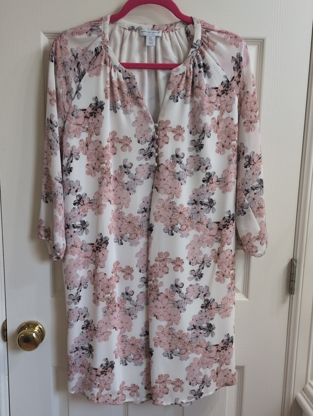 Katherine Barclay Pink and White Floral Tunic, Size 6